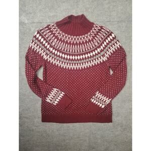 Eddie Bauer Women's Size Medium Red White & Gray Fair Isle Sweater